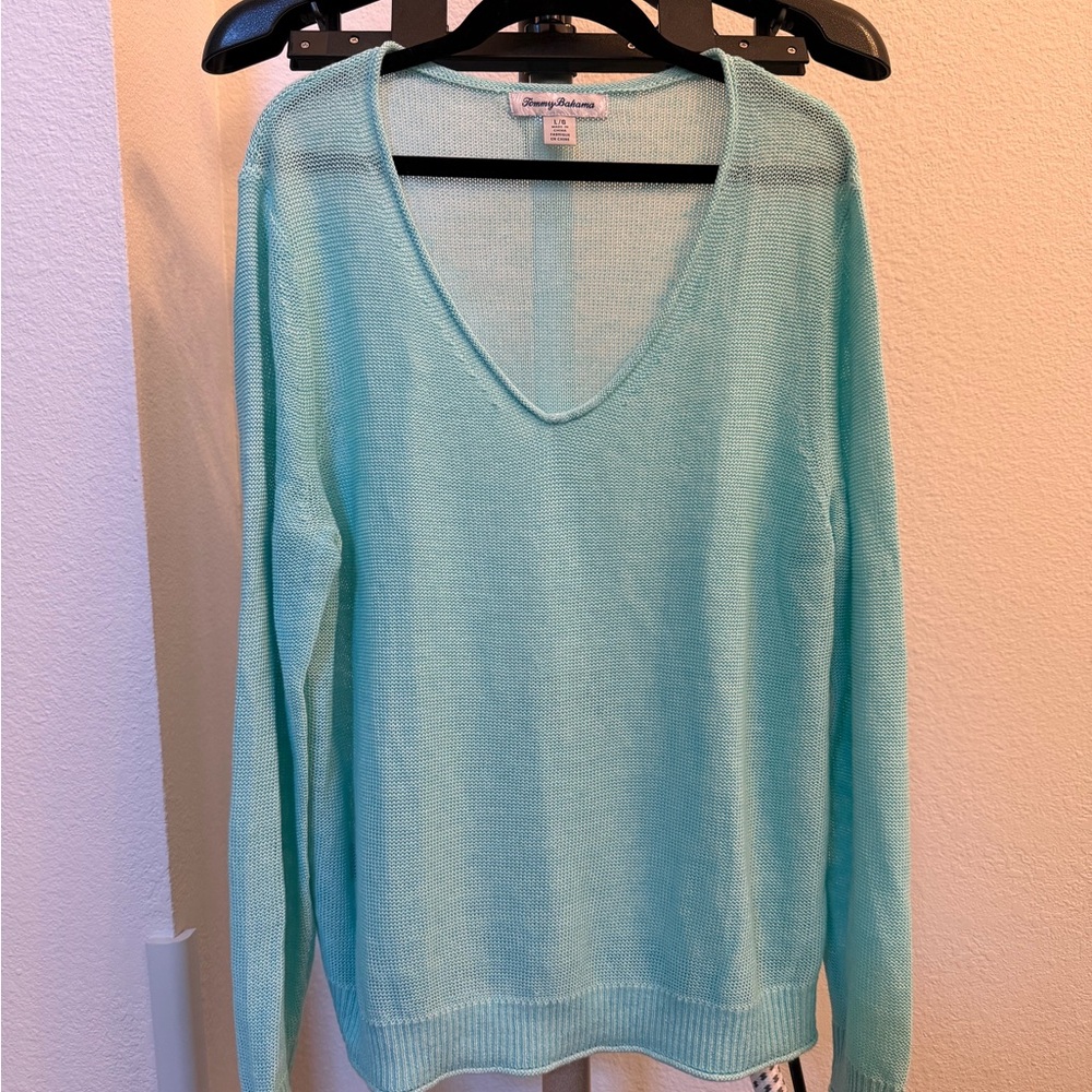 Tommy Bahama Aqua V-Neck Linen Sweater